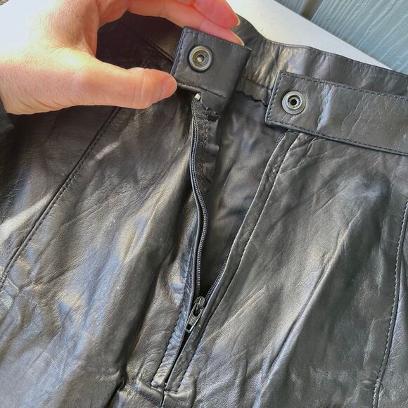 VTG 80s/90s Verducci Leather Motorcycle Mini Skirt Black Glove-Tanned Leather - Picture 4 of 10